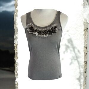 J.CREW WOMEN’S EMBELLISHED TANK TOP – SIZE XS, GRAY